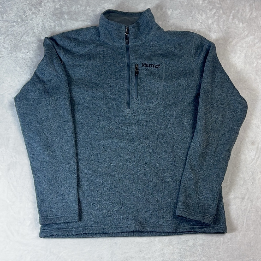 Marmot Drop Line Men's Blue Pullover Fleece Size XL Zip Sweater Hiking